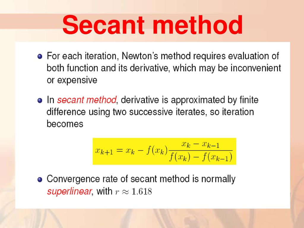 Secant method clearance calculator